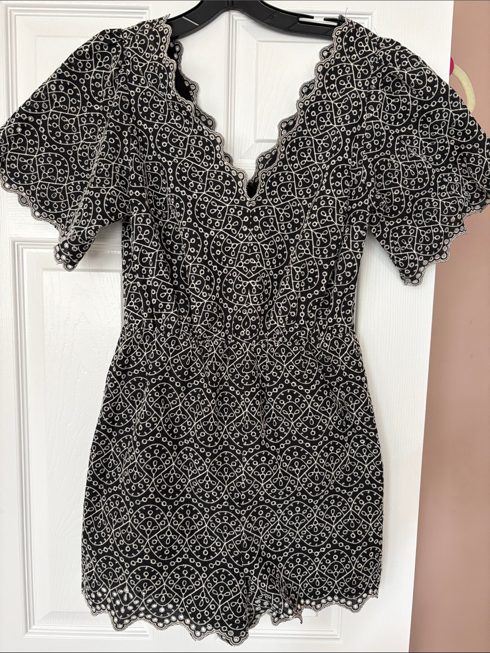 Express Black and White Lace-Patterned romper